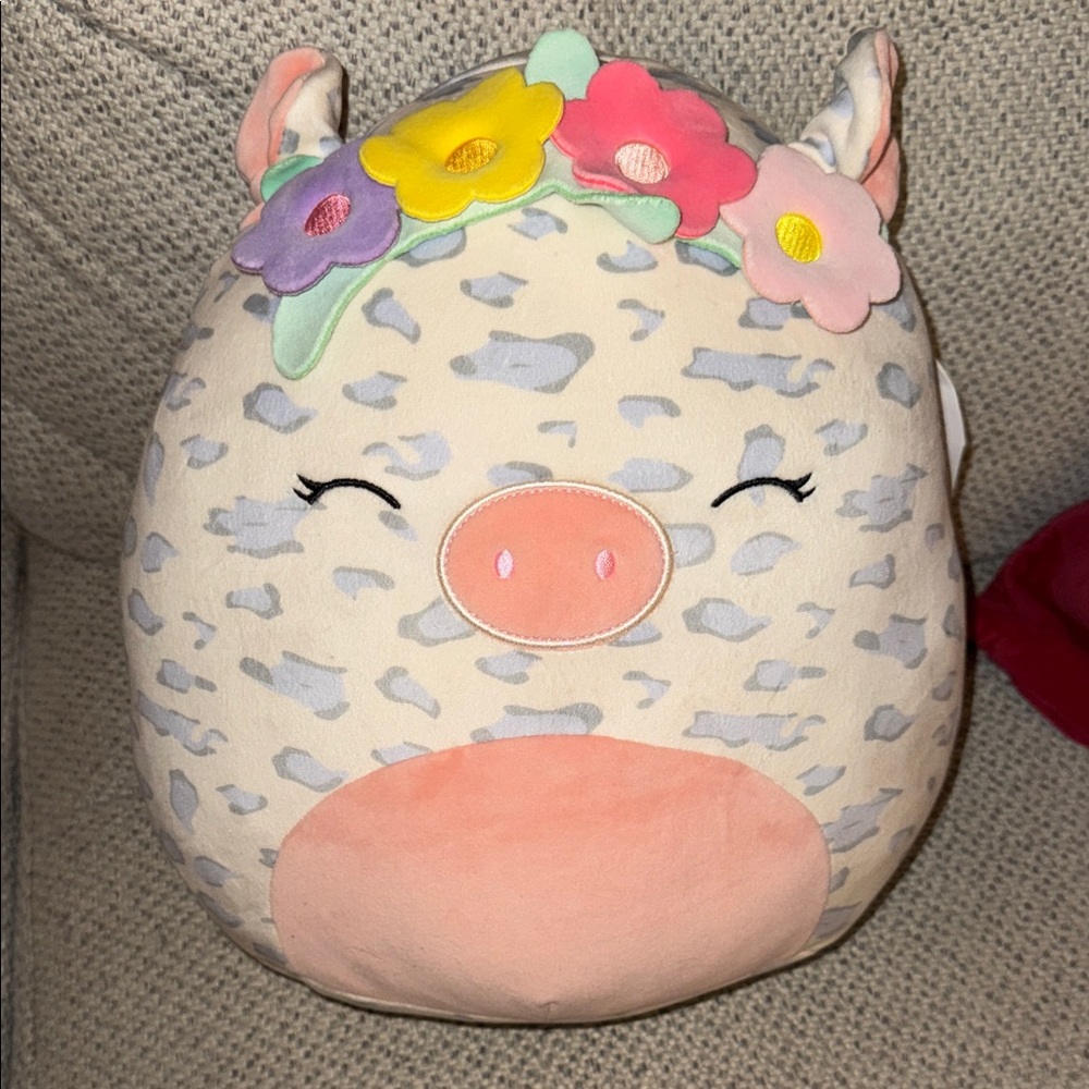 NWT Squishmallows Cream and Blue Pig Plush ROSIE 12 Inch